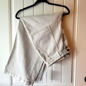 Wide Leg High Rise Cream Pants